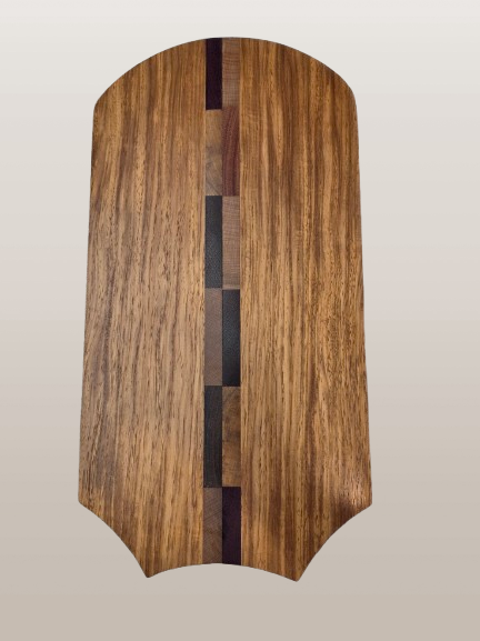 Rosewood with checked Kauri, Purpleheart and Kwila insert platter