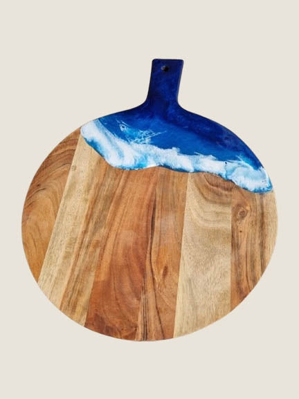 **On Consignment** Acacia & Resin ocean wave serving board