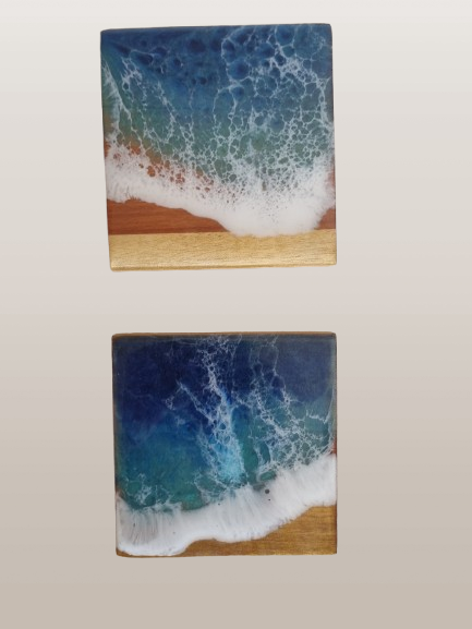 **On Consignment** Kauri and Rimu with coastal ocean wave resin coasters