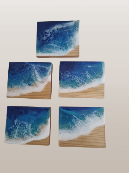 **On Consignment** Kauri with coastal ocean wave resin coasters $25 ea