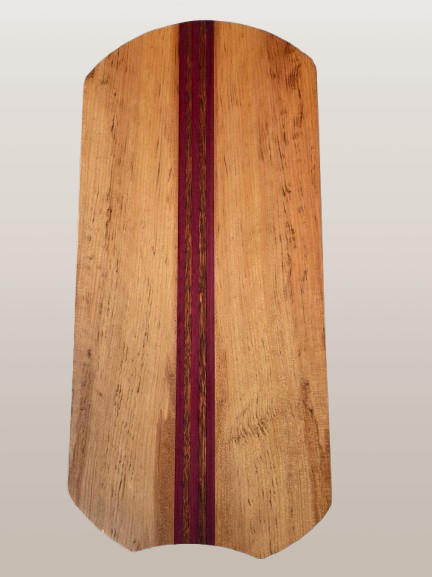 Kauri with Purpleheart and Kwila insert stripes platter
